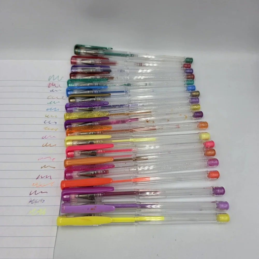 19~Metallic Gel Pens w/Lids Sparkle & Matte Multi-Colors Variety Teacher Set